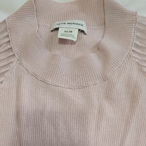 Club Monaco Blush Ribbed Mock Neck Sweater